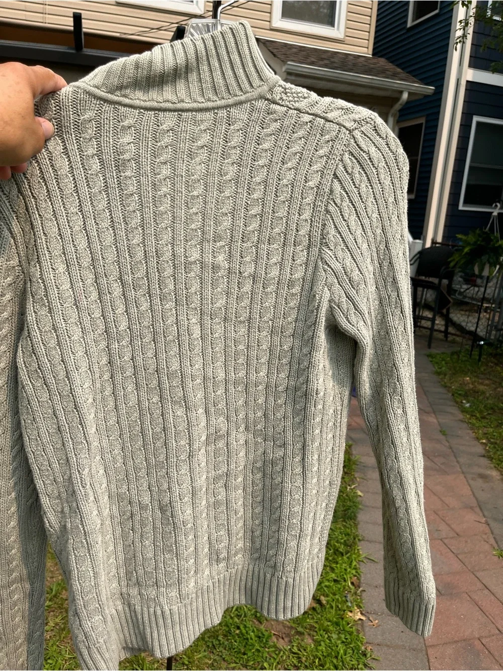 Cable-Knit Quarter-Zip Sweater - Light Gray over size medium men